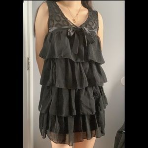 BLACK BABYDOLL TIERED DRESS